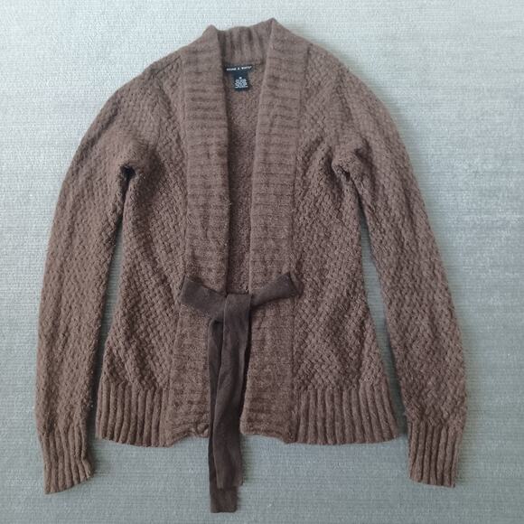 Y2K Deane & White Sweater Cardigan Women M Wool Angora Tie Front Balletcore - Picture 2 of 9